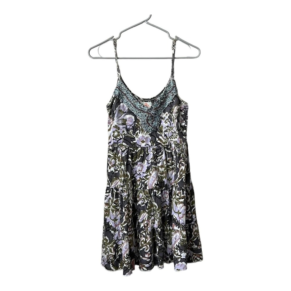 Free People Dress Womens XS Boho Floral Embroidered Crochet Lace Sundress